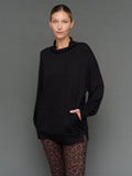 Mock Neck Pullover in Interlock - Black