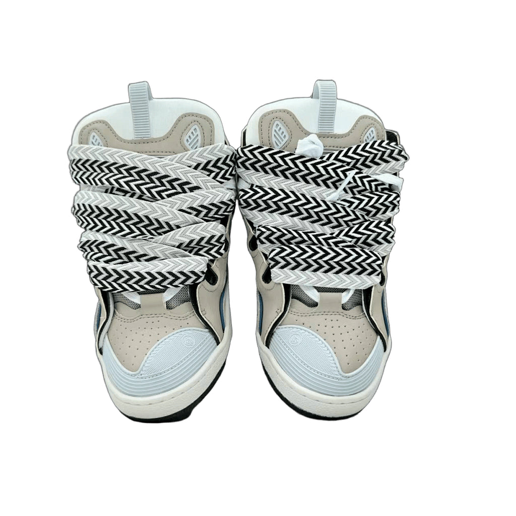 Lanvin Curb Sneakers 'Light Grey' - Black/White Chevron Laces