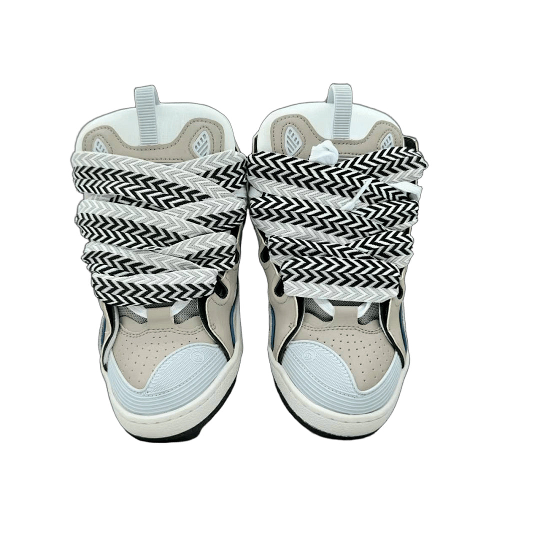 Lanvin Curb Sneakers 'Light Grey' - Black/White Chevron Laces