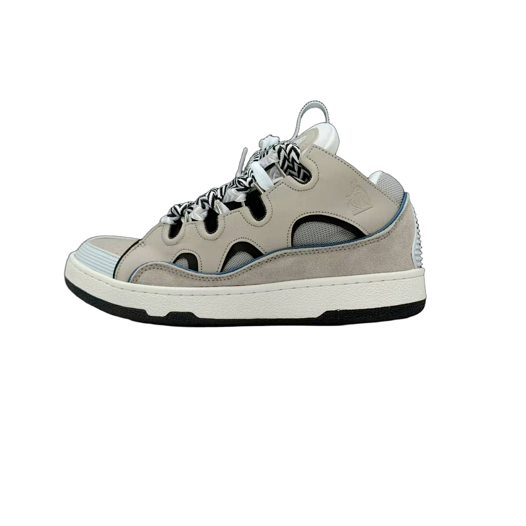 Lanvin Curb Sneakers 'Light Grey' - Black/White Chevron Laces