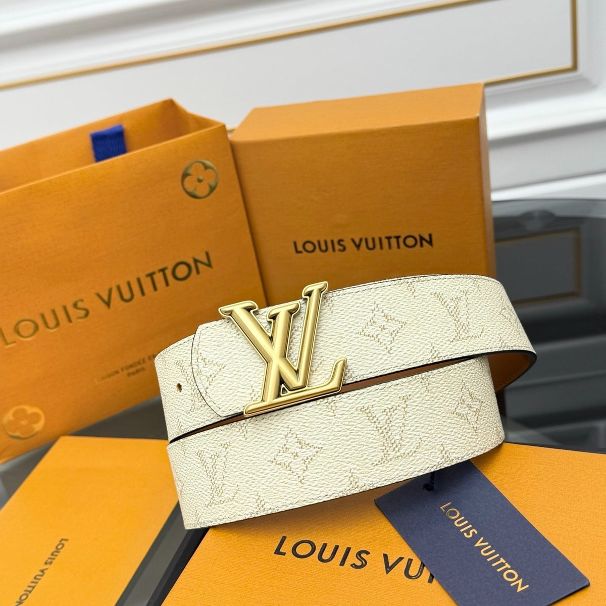 Louis Vuitton LV Initiales 30MM Reversible Belt Cognac Brown Monogram