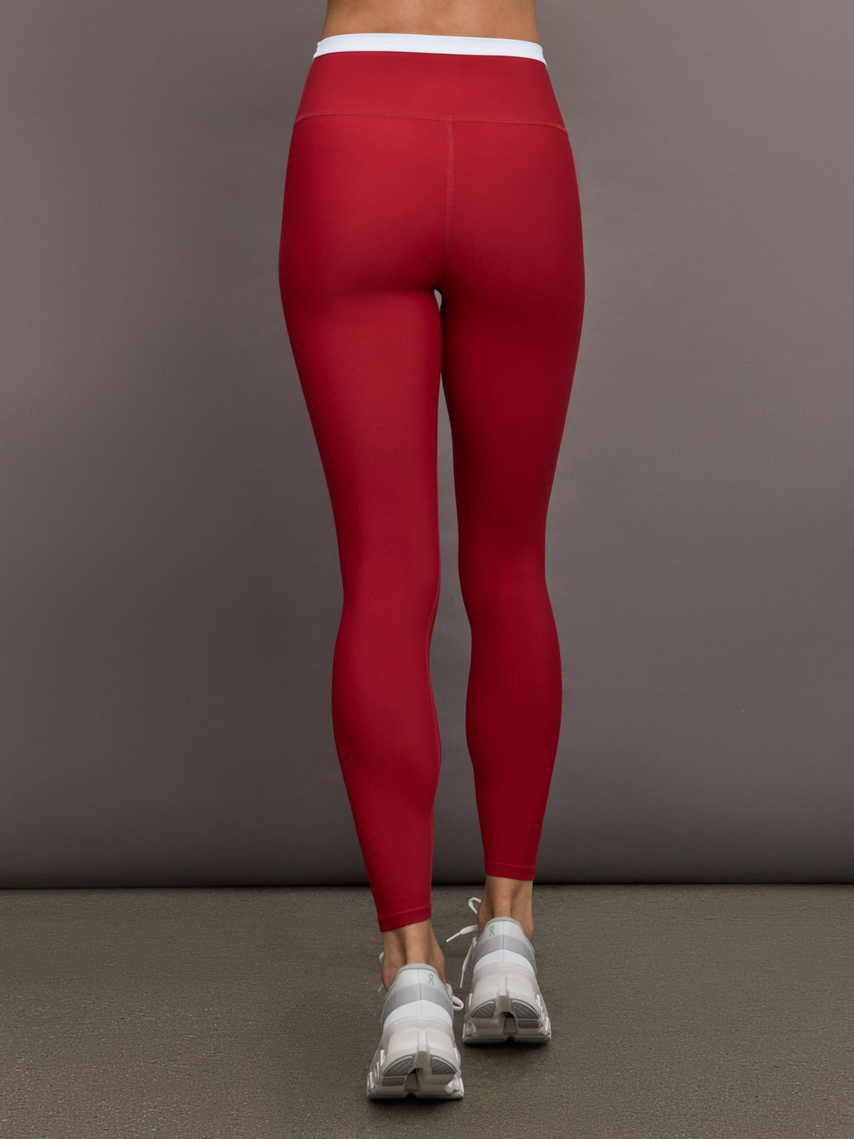 Contrast Waistband Legging in Melt - Cherry Red/White