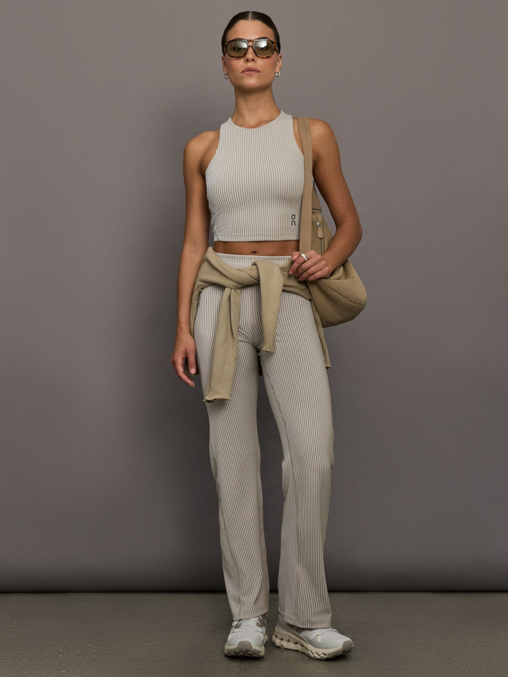 All-Day Ribbed Crop - Desert | White
