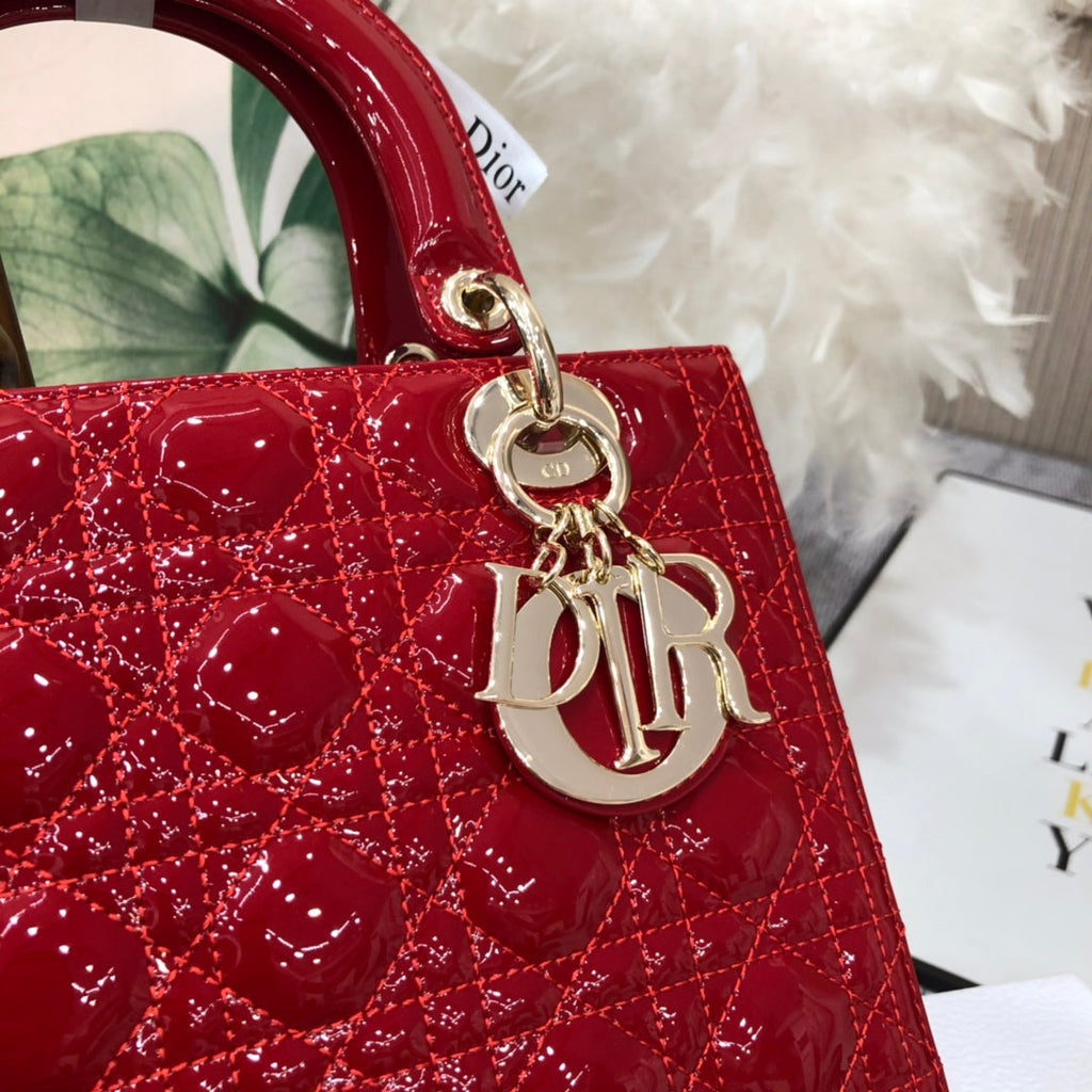 medium lady 24 red patent calfskin