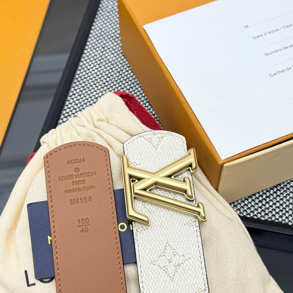 Louis Vuitton LV Initiales 30MM Reversible Belt Cognac Brown Monogram