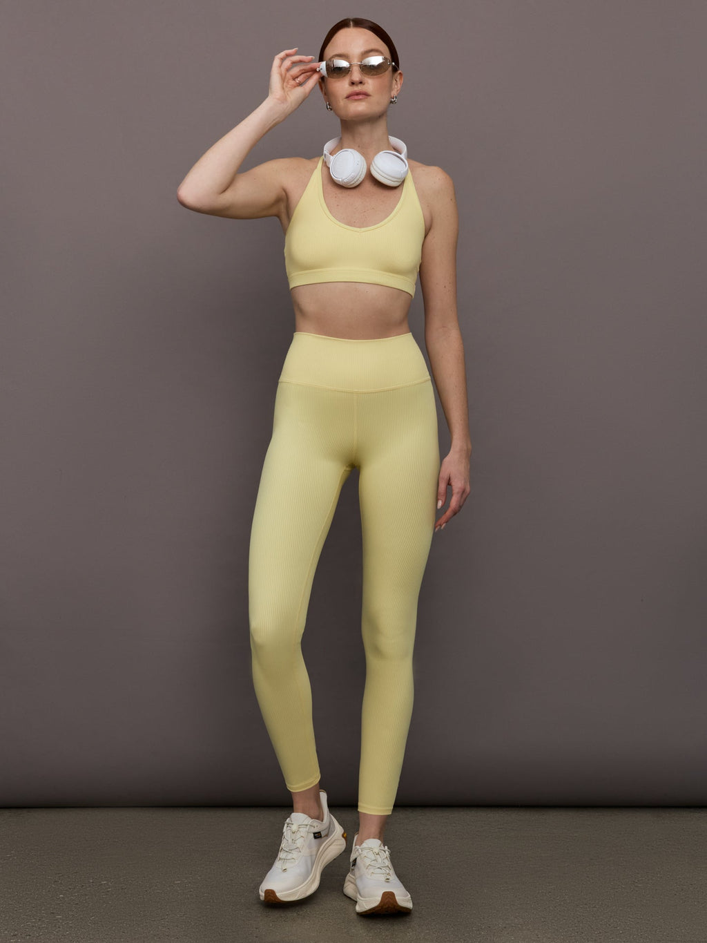 High Rise Legging in Ribbed Melt - Banana