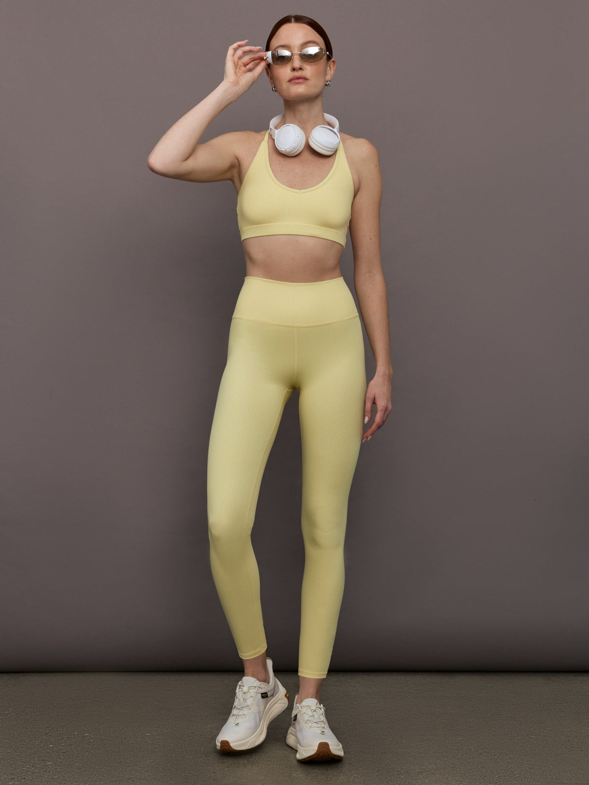 High Rise Legging in Ribbed Melt - Banana