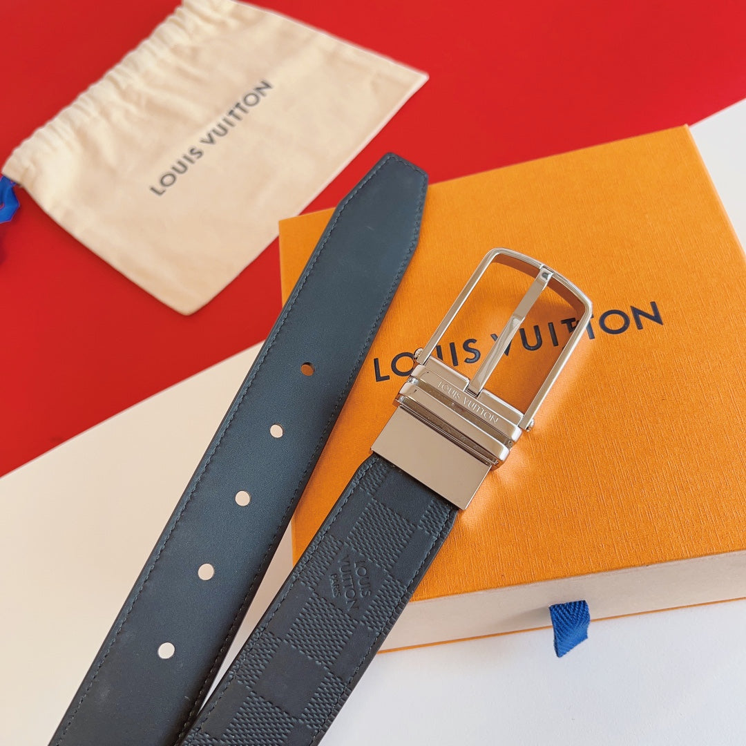 Louis Vuitton Reversible 35mm Belt in Damier Graphite Canvas