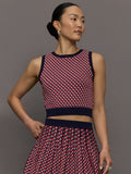 Cher Crochet Jacquard Tank - Dark Blue Multi