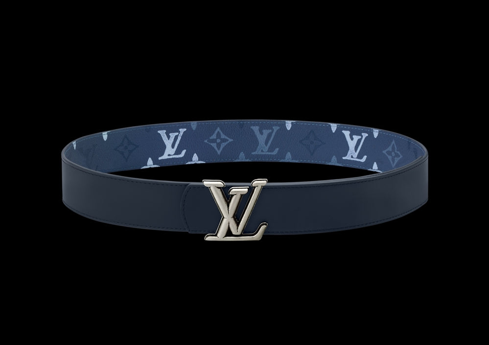 Louis Vuitton LV Initials Monogram Denim 40MM Belt Blue