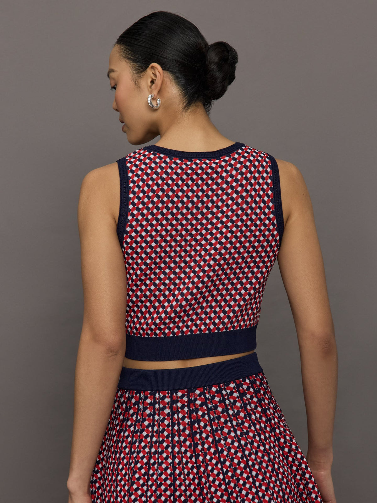 Cher Crochet Jacquard Tank - Dark Blue Multi