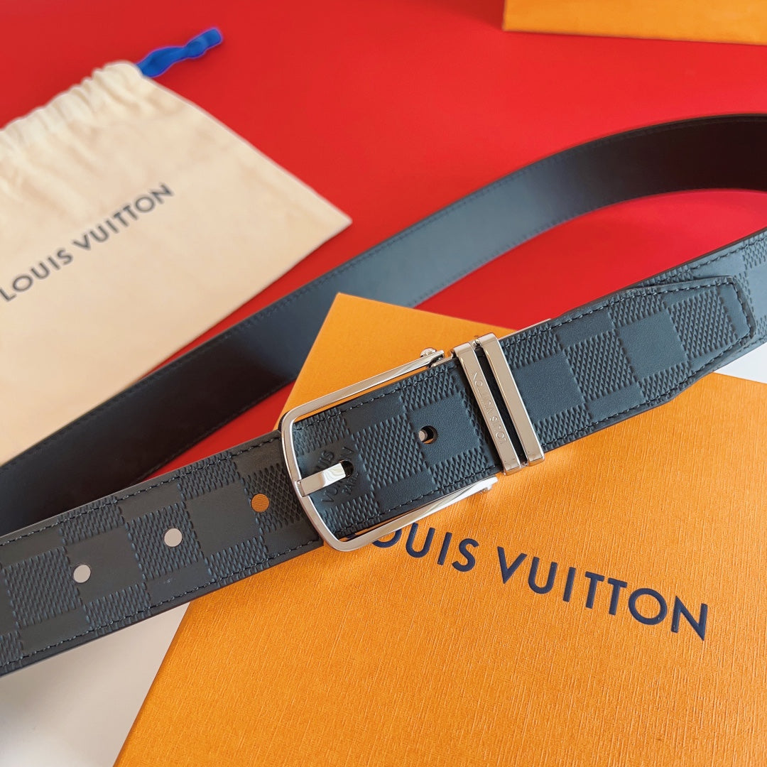 Louis Vuitton Reversible 35mm Belt in Damier Graphite Canvas