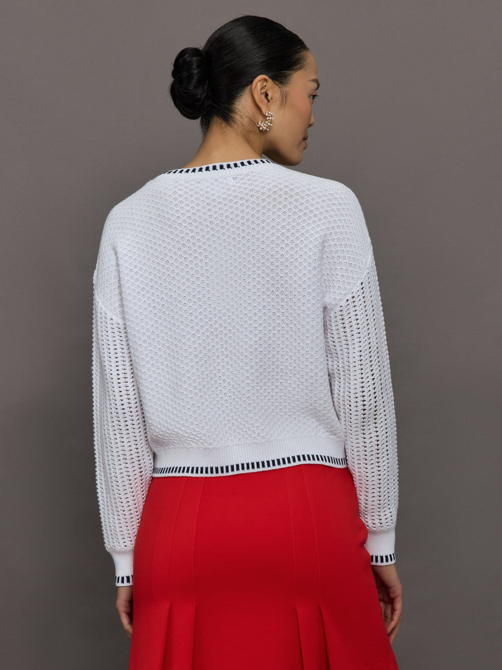 Uma Mixed Stitch Crew Neck - Bleach White Multi