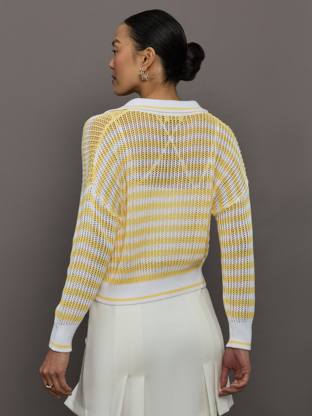 Kimberly Striped Tipping Pullover - Bleach White Multi