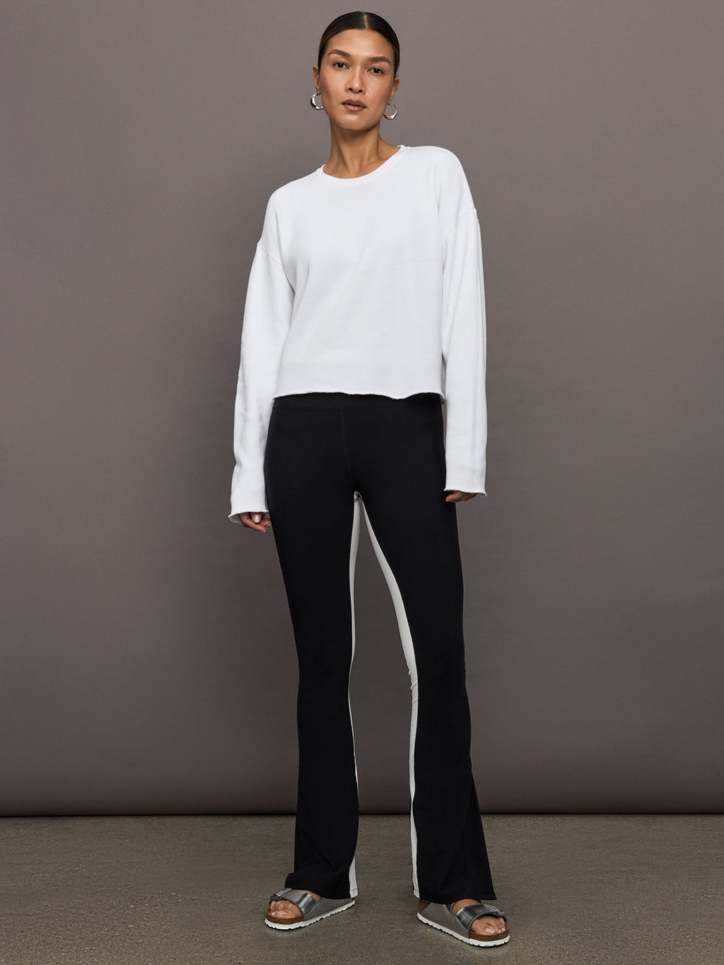 Crew Neck Sweatshirt in French Terry - White