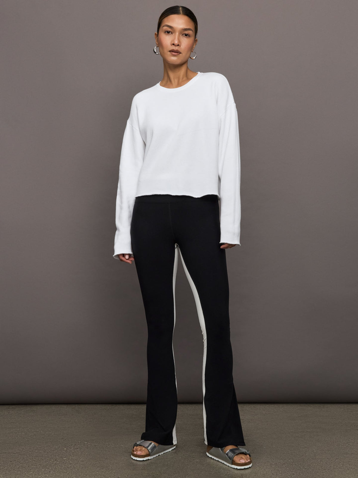 Crew Neck Sweatshirt in French Terry - White
