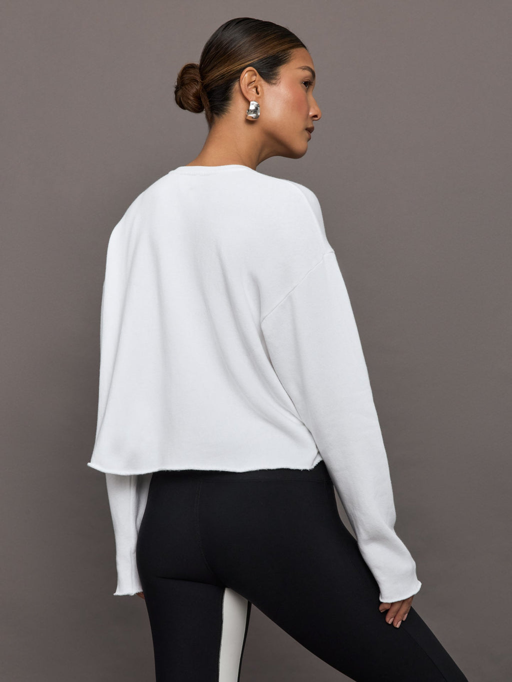 Crew Neck Sweatshirt in French Terry - White