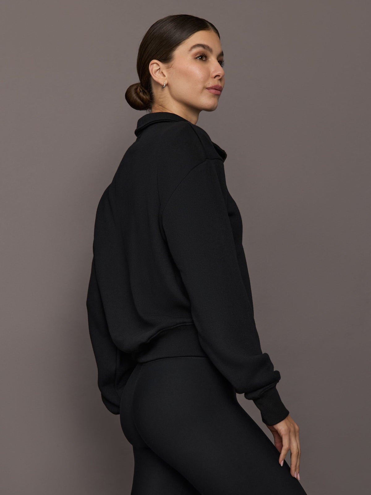 Half Zip Sweatshirt in French Terry - Black
