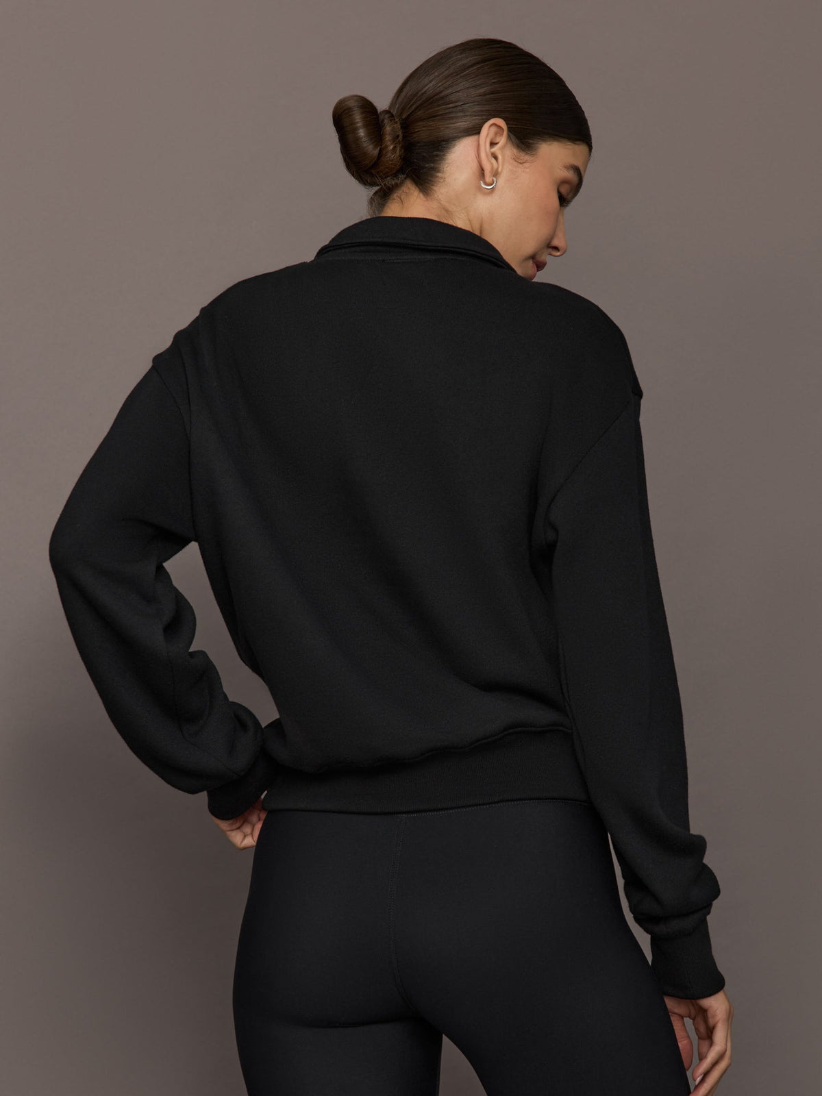 Half Zip Sweatshirt in French Terry - Black