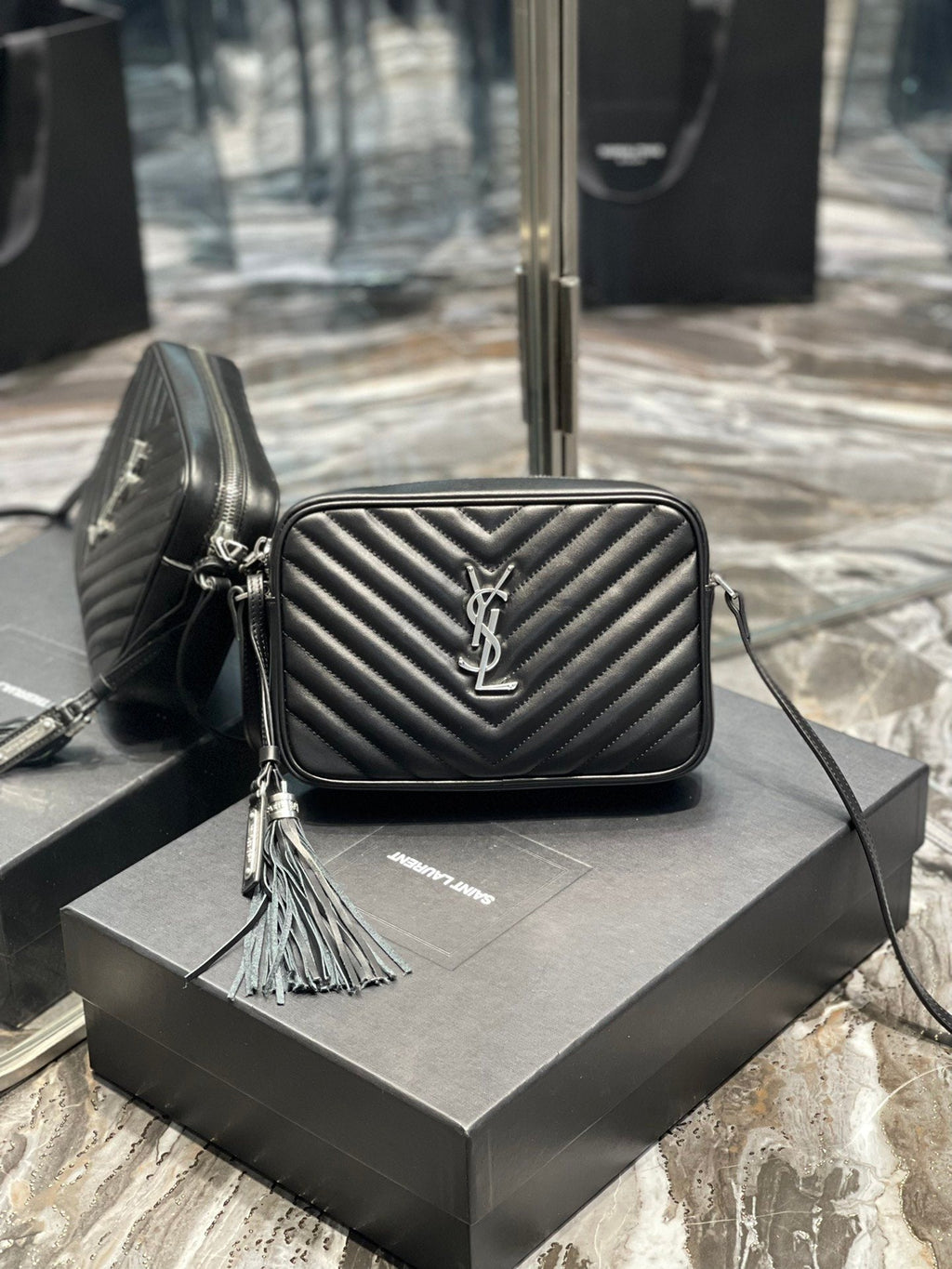 Y Lou Camera Bag Black With Silver Toned Hardware