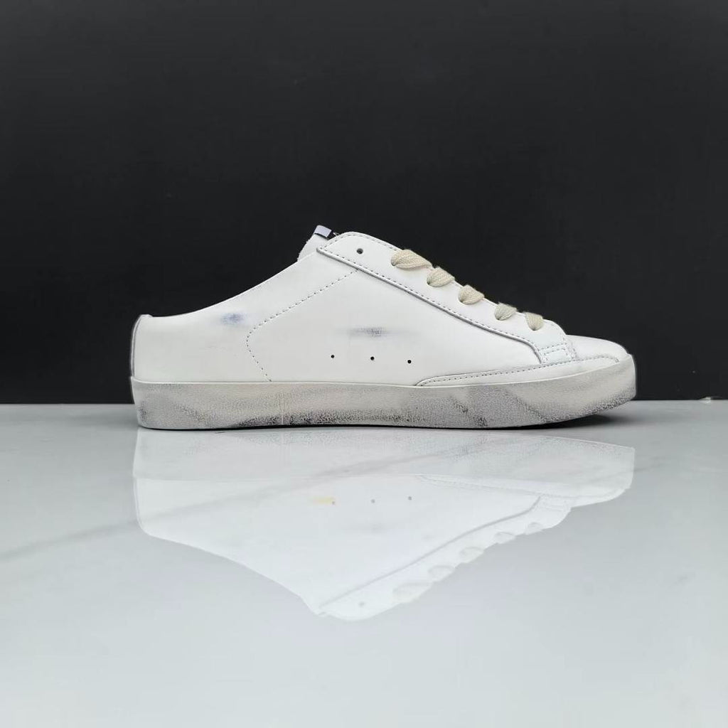 Golden Goose Super-Star Sabot White Leather Gold Glitter