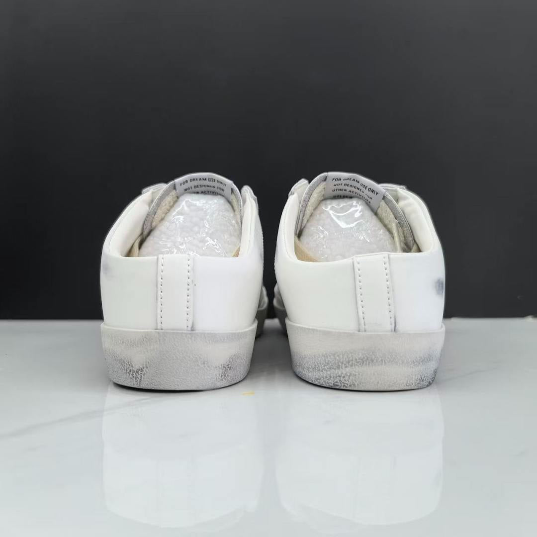 Golden Goose Super-Star Sabot White Leather Gold Glitter