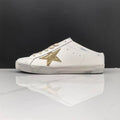 Golden Goose Super-Star Sabot White Leather Gold Glitter
