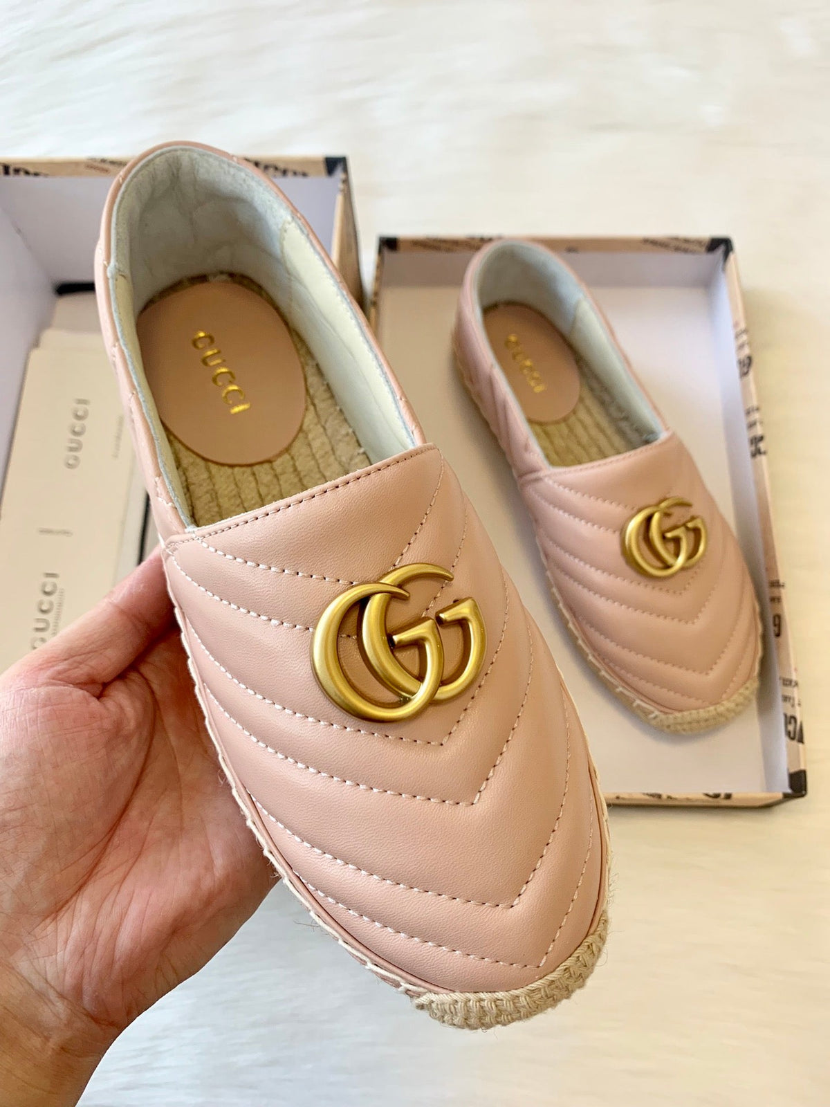 gg espadrilles powder pink calfskin
