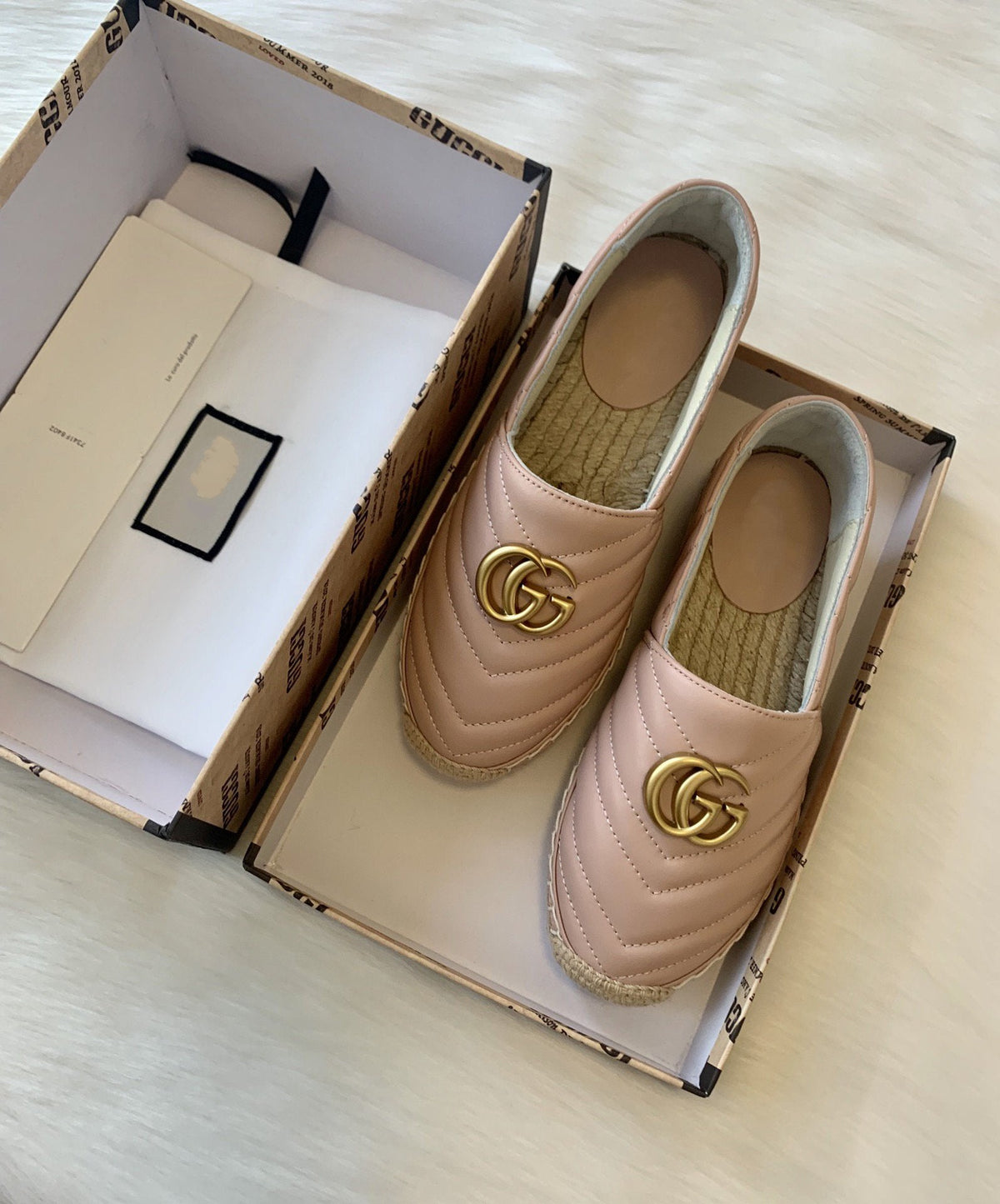 gg espadrilles powder pink calfskin