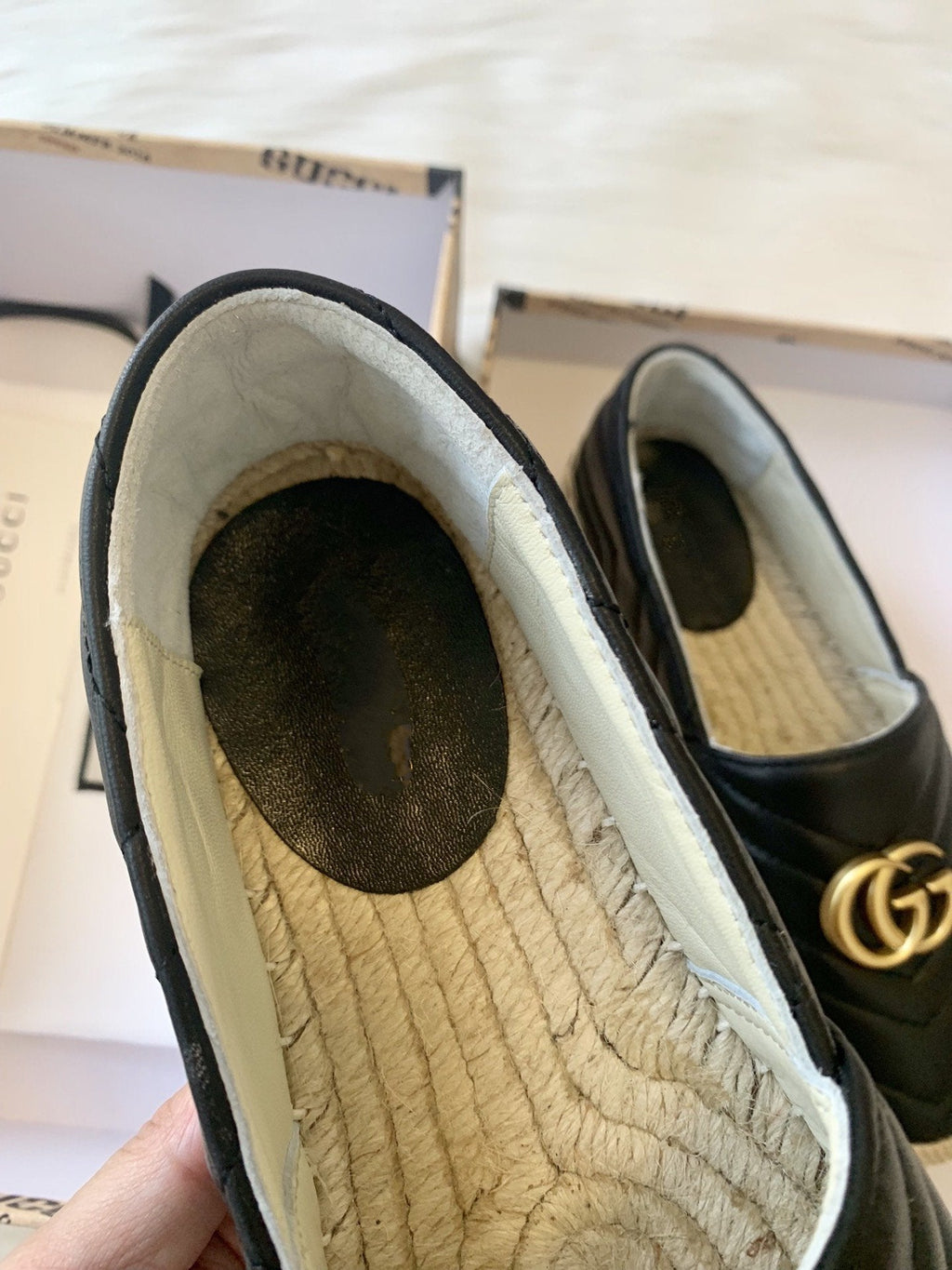 gg espadrilles black calfskin