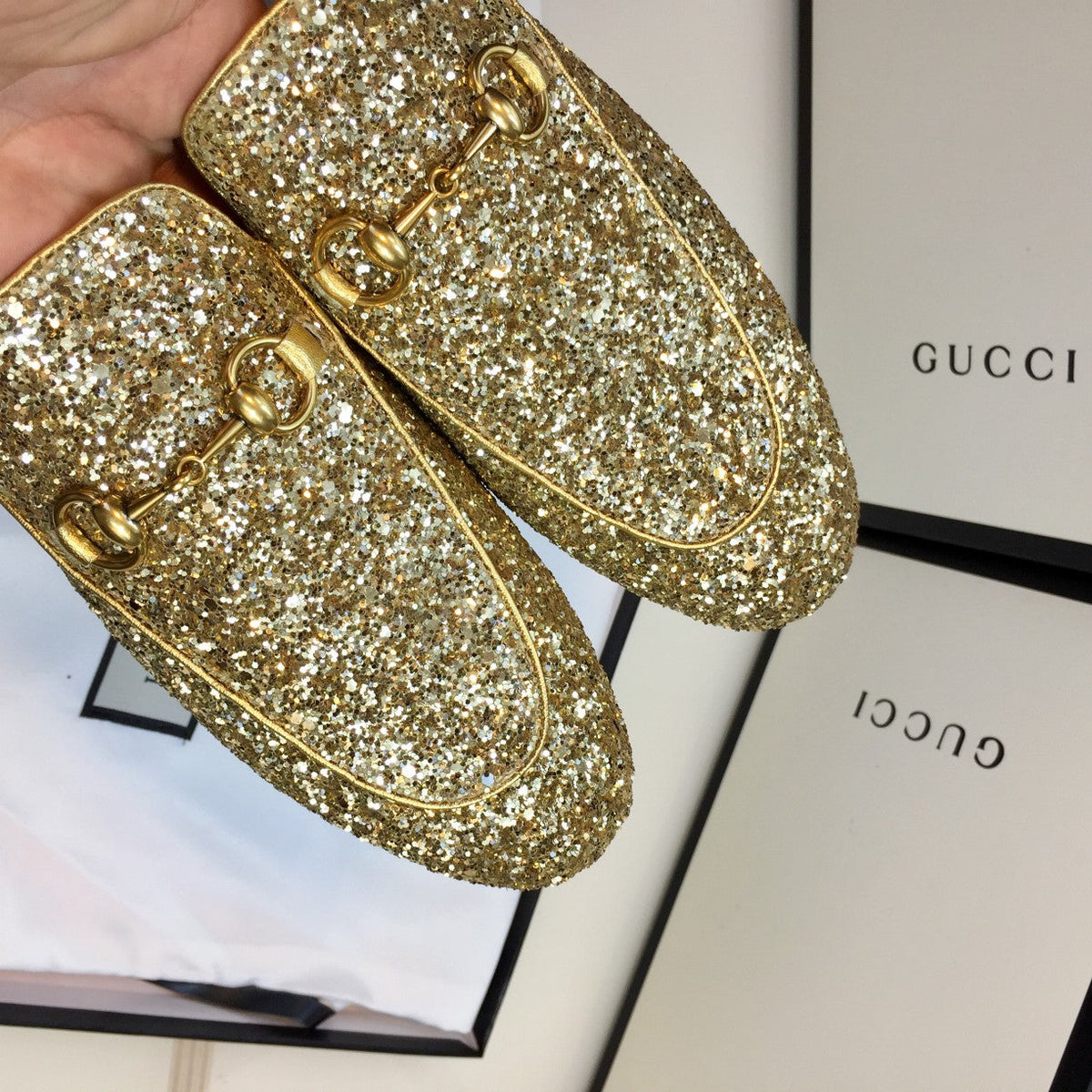 GG PrinceTown Gold Metalic Glitter Mule