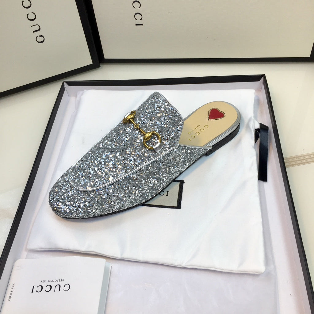 GG PrinceTown Silver Metalic Glitter Mule