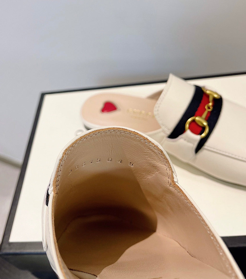 gg loafer cream calfskin black red canvas