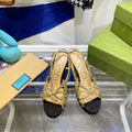 GG CRYSTAL HIGH HEEL SANDAL BLACK GOLD LAMBSKIN
