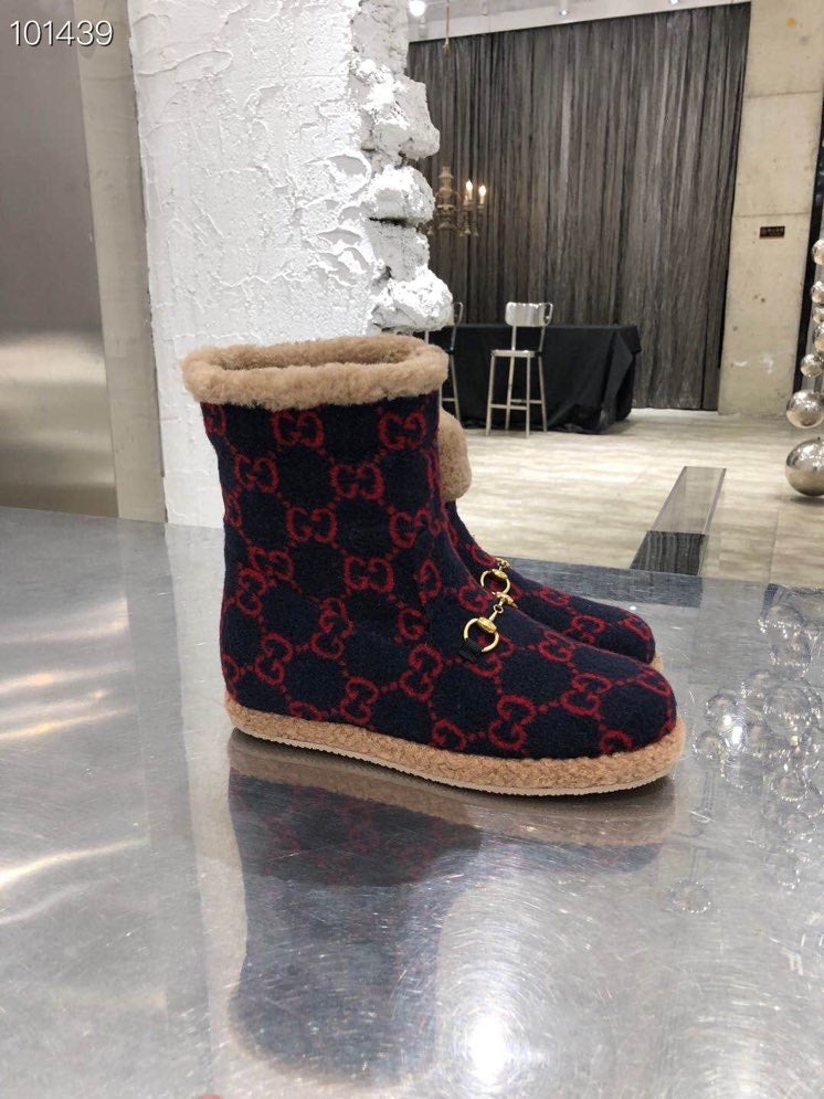 Gucci 2025 Monogram Boot Red Blue Beige Wool 564781