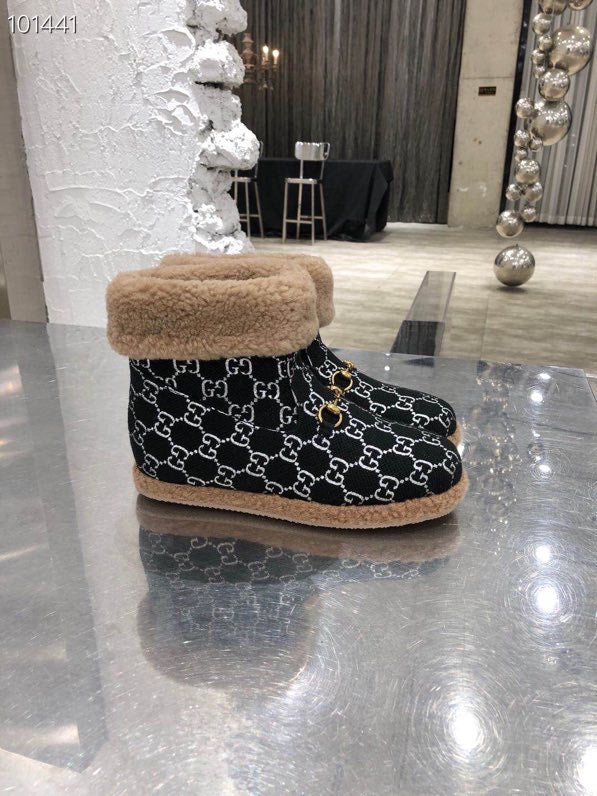 Gucci 2025 Monogram Boot Black White Beige Wool 564783
