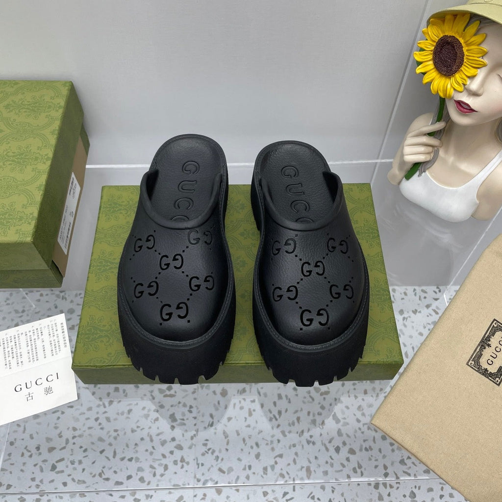 GG PLATFORM PERFORATED G 55 SANDAL BLACK IP FOAM