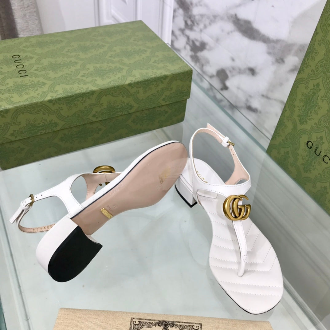 GG MARMONT 25 SANDAL WHITE CALKSKIN