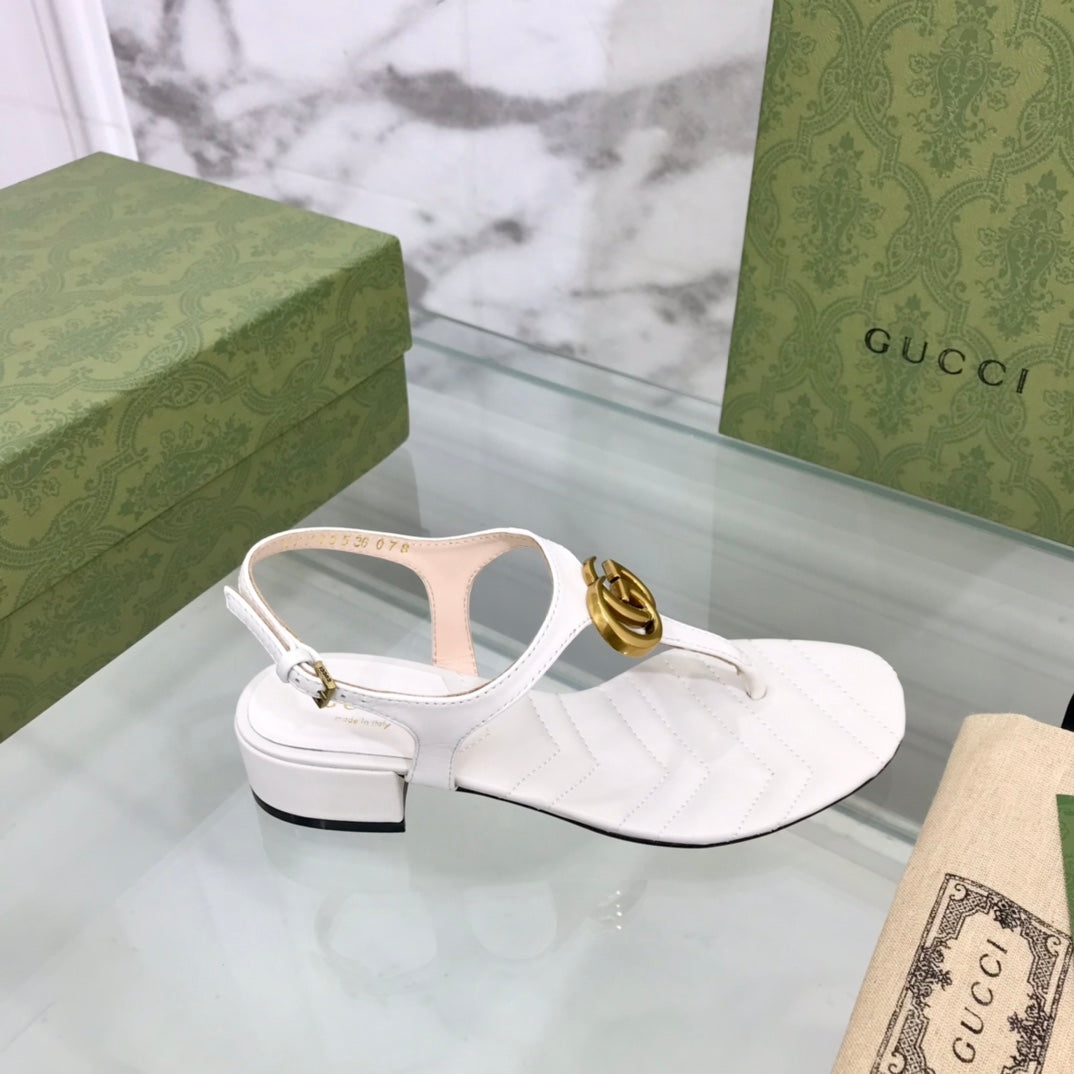 GG MARMONT 25 SANDAL WHITE CALKSKIN