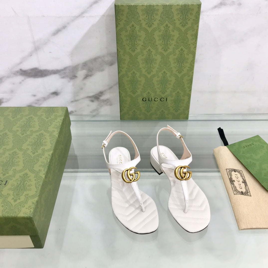 GG MARMONT 25 SANDAL WHITE CALKSKIN