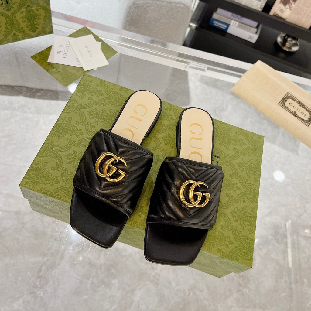 GG EXCLUSIVE SLIDE SANDAL BLACK CALFSKIN