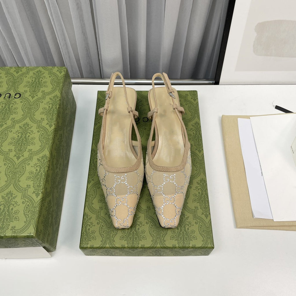 sling back pump 40 beige mesh