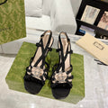 GG CRYSTAL HIGH HEEL SANDAL BLACK CALFSKIN SPECIAL