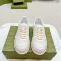 GG EMBOSSED TRAINER WHITE AND PASTEL PINK CALFSKIN