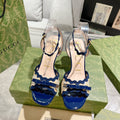 GG HIGH - HEEL SANDAL AZURE FABRIC ATTACH BOW