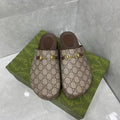 GG Horsebit Slippers Brown Cow Suede Embossed 280132