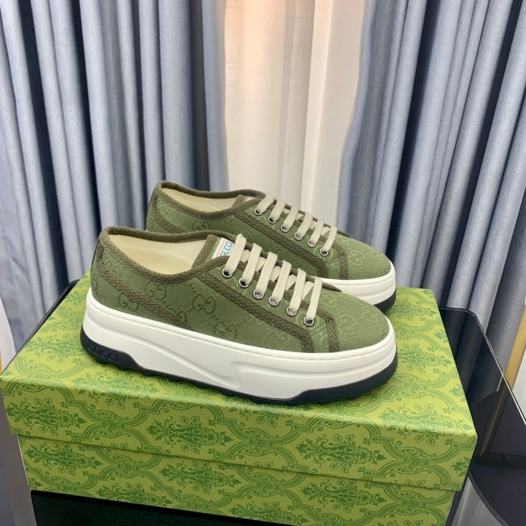 GG SNEAKER FLATFORM OLIVE GREEN CANVAS