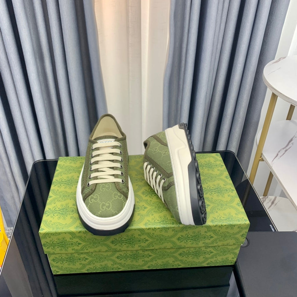 GG SNEAKER FLATFORM OLIVE GREEN CANVAS