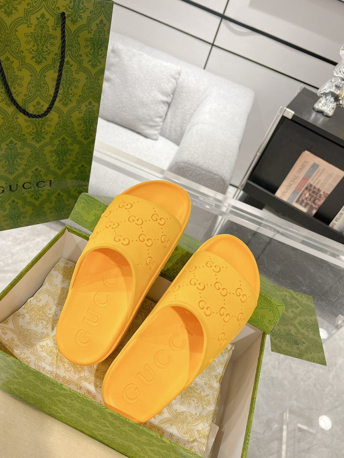 GC 25 50mm Monogram Slide Sandal Yellow Cowhide 292391