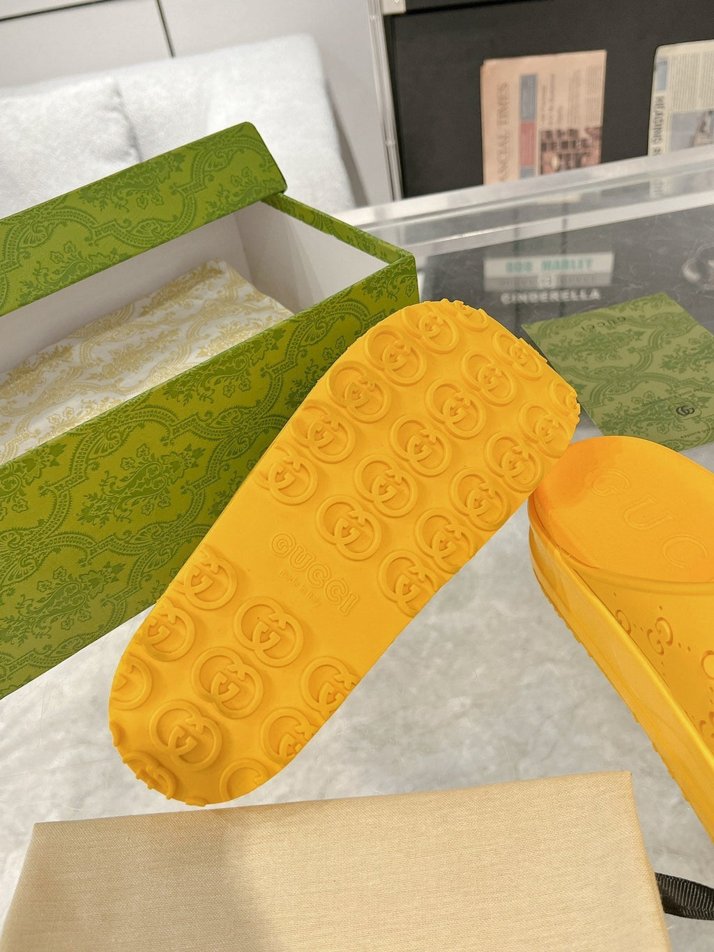 GC 25 50mm Monogram Slide Sandal Yellow Cowhide 292391